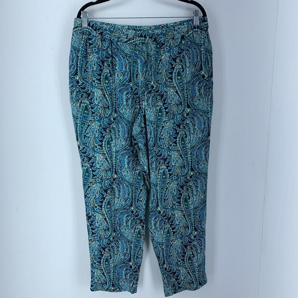 Talbots Womens L Lounge Pants Hippie Peasant Elastic Waist Multicolor Artsy Boho
